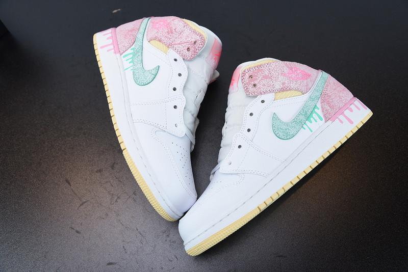 air jordan 1 mid paint drip dd1666-100