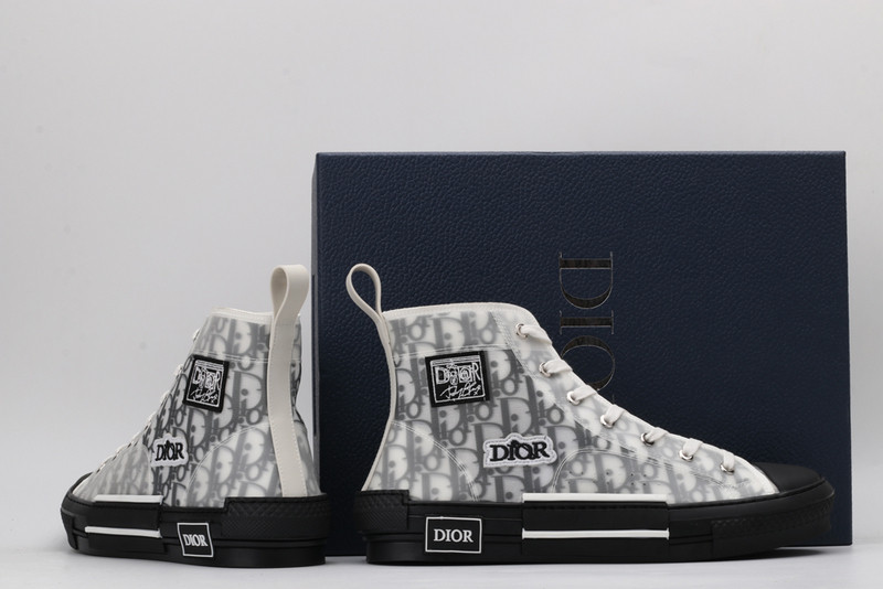 dio* b23 oblique high-top white sneaker